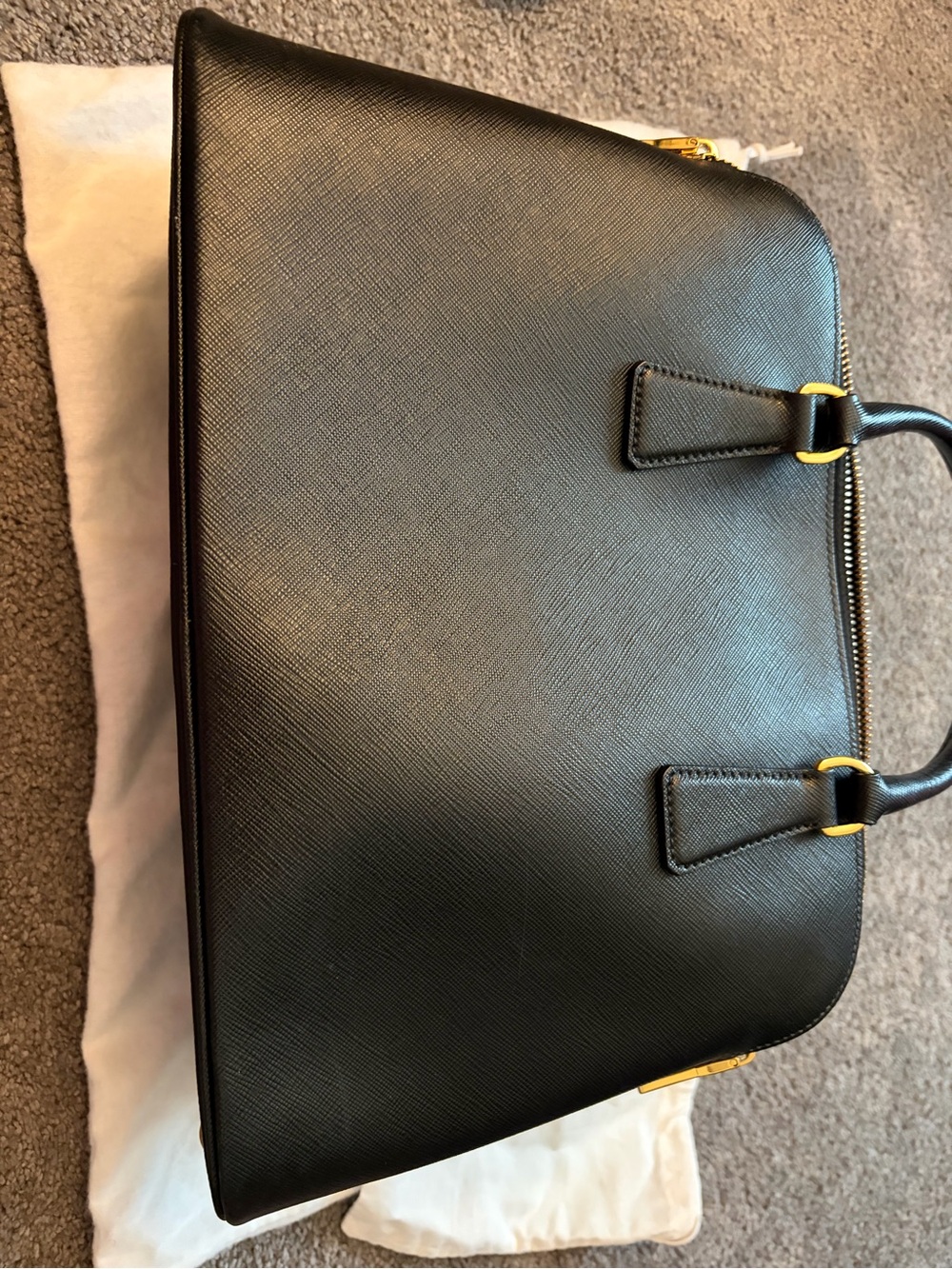 Prada Black Saffiano Satchel with Gold Hardware and Removable Strap - Picture 6 of 16